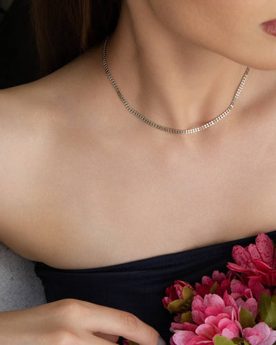 Choker Malha Dupla Plaquinha Laminada