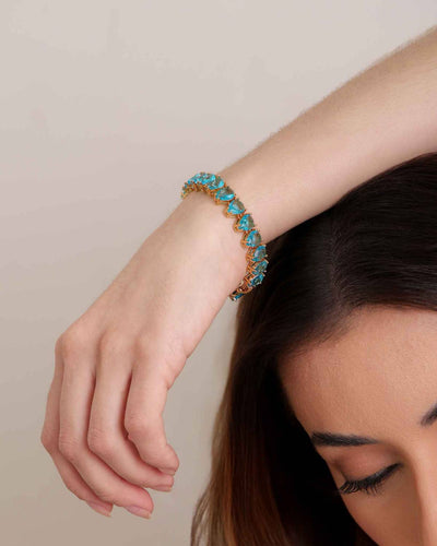 Pulseira Riviera Gota Azul Topázio com Fecho Gaveta Click