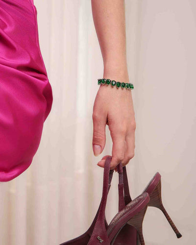 Pulseira Riviera Gota Verde Esmeralda com Fecho Gaveta Click