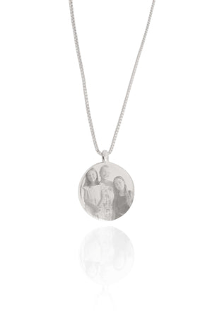 Gargantilha com Pingente Redondo Personalizado Ródio Branco