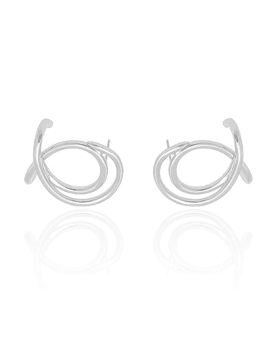 Ear Cuff Entrelaçado Liso 2.5 cm Ródio Branco