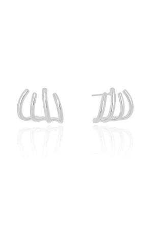 Brinco Ear Cuff Filetes Lisos 1.5 cm Ródio Branco