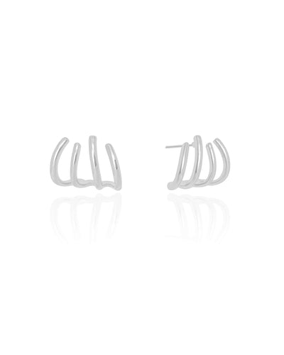 Brinco Ear Cuff Filetes Lisos 1,5 cm Ródio Branco