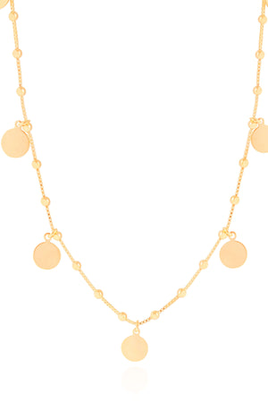 Choker Bolinhas e Medalhas Lisas Banhado a Ouro 18K