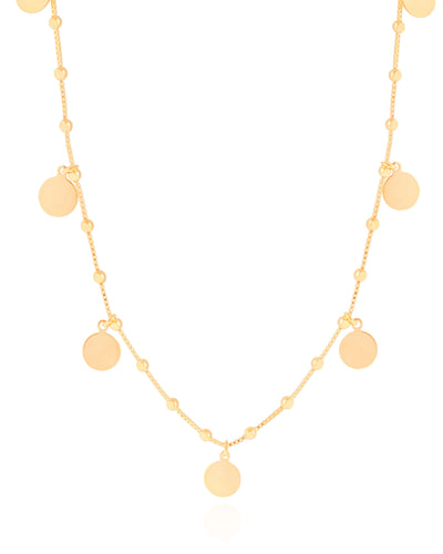 Choker Bolinhas e Medalhas Lisas Banhado a Ouro 18K - 33 cm
