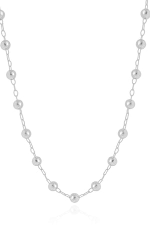 Gargantilha Elos Bolas Lisas 5 mm Ródio Branco - 45 cm