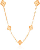 Gargantilha Longa Trevos Riscados Banhado a Ouro 18K - 80 cm