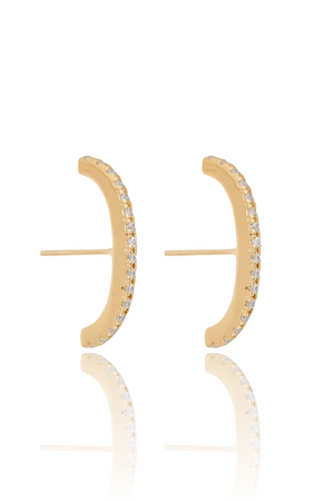 Ear Hook Filete Cravejado Cristal Banhado a Ouro 18K