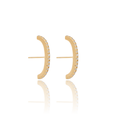 Ear Hook Filete Cravejado Cristal Banhado a Ouro 18K