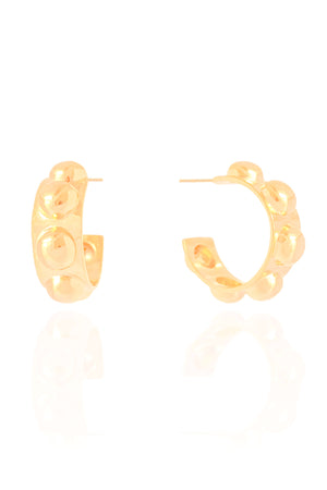 Brinco Argola Reta Bolas Lisas 3.0 cm Banhado a Ouro 18K