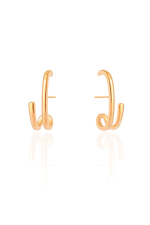 Ear Hook Filetes Lisos 2.4 cm Banhado a Ouro 18K