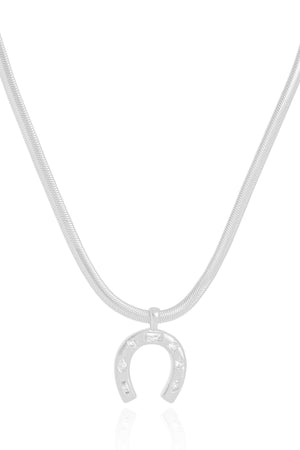 Gargantilha Snake Ferradura Cravejada Cristal Ródio Branco - 40 cm