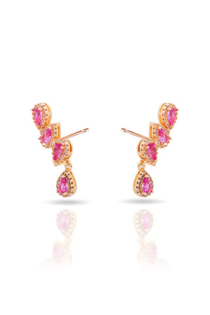Ear Cuff Rubi Cravejado Cristal com Gota Pendente