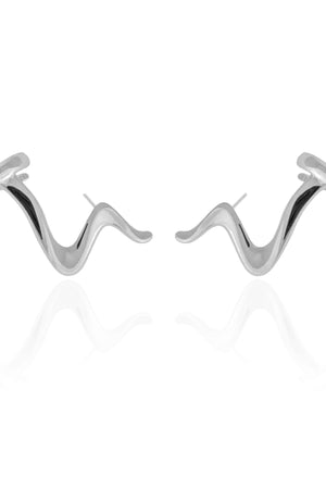 Ear Cuff Zig Zag Liso 3.2 cm Ródio Branco
