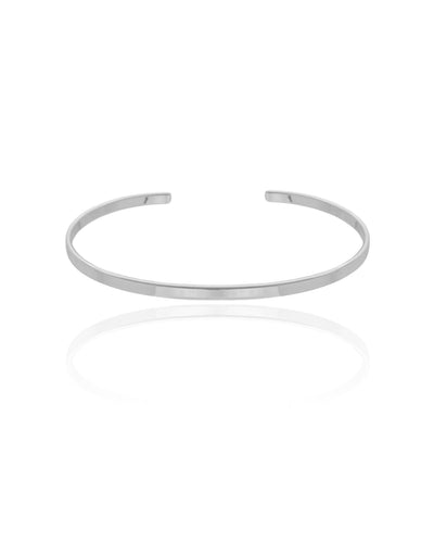 Bracelete Liso Flat 3 mm Ródio Branco