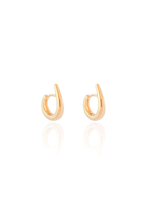 Brinco Argola Click Gota Lisa 1.4 cm Banhado a Ouro 18K