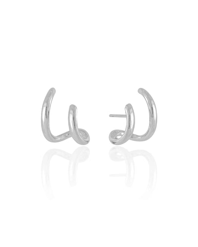 Ear Hook Dois Filetes Liso Ródio Branco