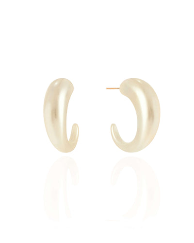 Brinco Argola Lua Pérola 2,7 cm Banhado a Ouro 18K