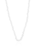 Gargantilha Longa Corações 4 mm Ródio Branco - 70 cm