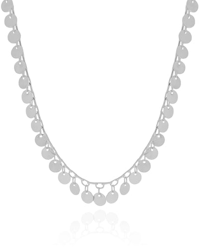 Choker Plaquinhas Lisas 6 mm Ródio Branco - 33 cm