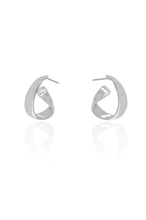 Brinco Argola Torcida Lisa 1.8 cm Ródio Branco