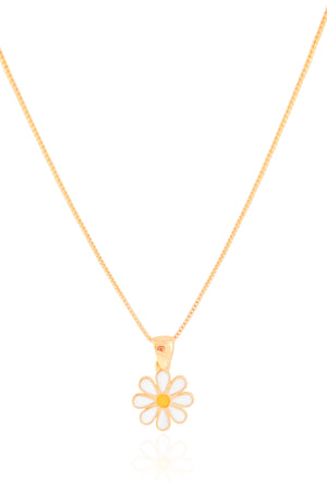 Gargantilha Infantil Flor Margarida 1.2 cm Banhado a Ouro 18K - 35 cm