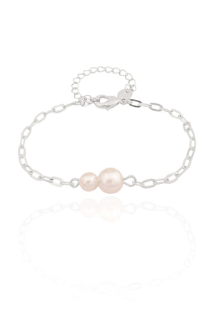 Pulseira Elos Pérolas Ródio Branco