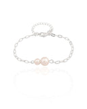 Pulseira Elos Pérolas Ródio Branco