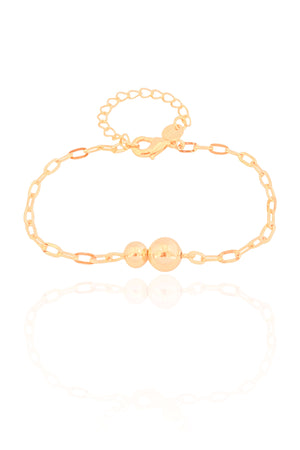 Pulseira Elos Bolas Lisas Banhado a Ouro 18K