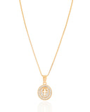 Gargantilha Veneziana Medalha Cruz Borda Cravejada Cristal