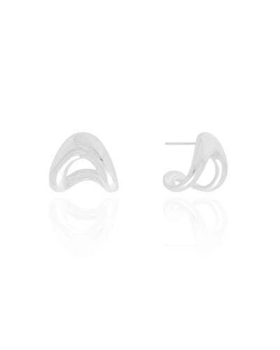 Brinco Argola Orgânica Lisa 1.6 cm Ródio Branco