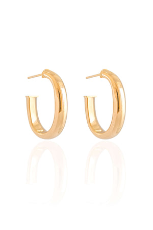 Brinco Argola Oval Liso 2.5 cm Banhado a Ouro 18K