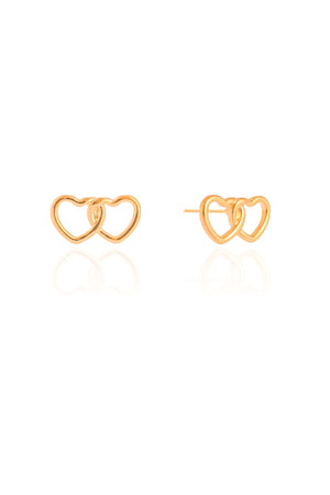 Brinco Corações Entrelaçados 1.6 cm Banhado a Ouro 18K