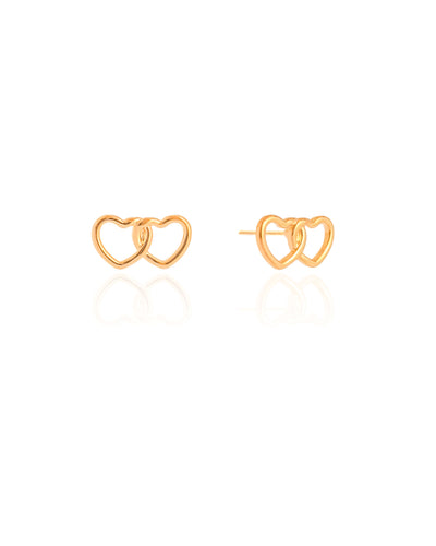 Brinco Corações Entrelaçados 1,6 cm Banhado a Ouro 18K