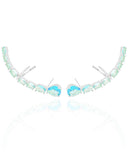 Ear Cuff Pontos de Luz Ovais Topázio Sky Cravejado Cristal Ródio Branco