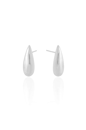 Brinco Gota Abaulada Lisa 2.1 cm Ródio Branco