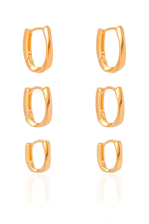 Trio de Argolas Torcidas Banhado a Ouro 18K