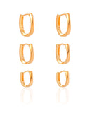 Trio de Argolas Torcidas Banhado a Ouro 18K