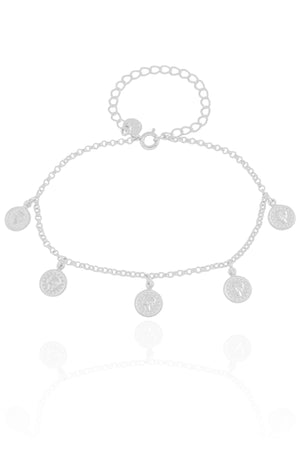 Pulseira Elos Medalhas Lira Ródio Branco
