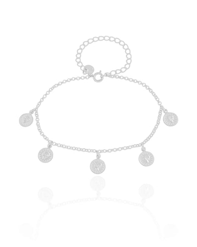 Pulseira Elos Medalhas Lira Ródio Branco