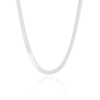 Choker Malha Fita 7 mm Ródio Branco