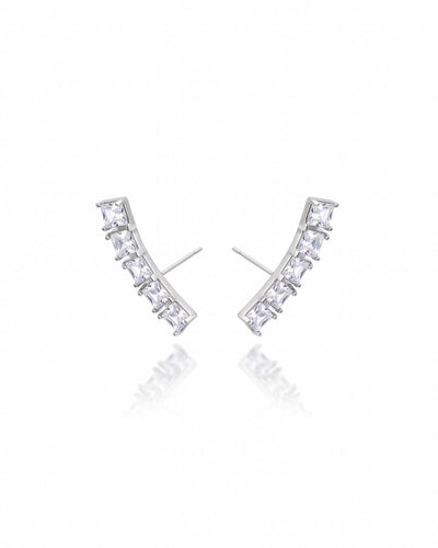 Brinco Ear Cuff Carre Quadrado Cristal com Tarraxa Virgula