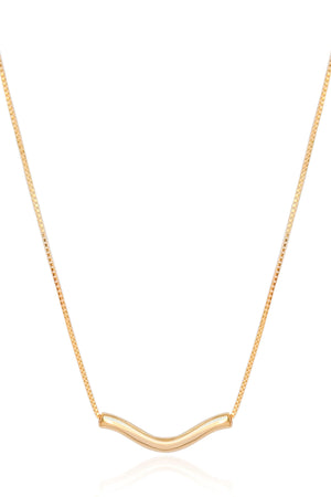 Gargantilha Longa Veneziana Pingente Ondulado Banhado a Ouro 18K