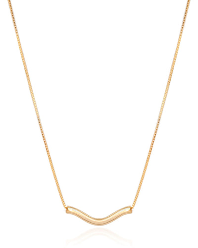 Colar Longo Veneziana Pingente Ondulado Banhado a Ouro 18K - 60 cm