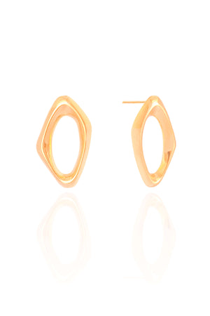 Brinco Orgânico Vazado 2.5 cm Banhado a Ouro 18K