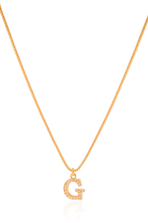 Gargantilha Veneziana Letra G Cravejada Cristal Banhado a Ouro 18K - 45 cm