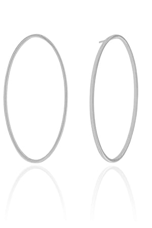Brinco Oval Vazado 5.1 cm Ródio Branco