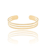 Bracelete Vazado Três Filetes Lisos 1 cm Banhado a Ouro 18K