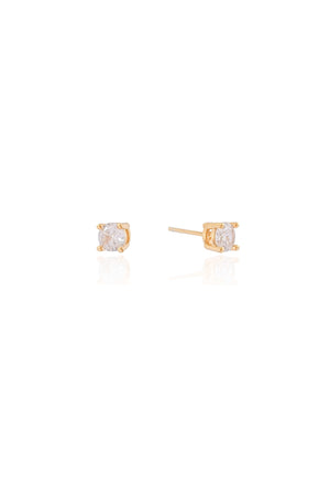 Brinco Ponto de Luz 5 mm Cristal Banhado a Ouro 18K