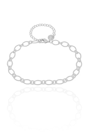 Pulseira Elos Losango 5 mm Ródio Branco